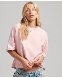 Superdry - Code S Logo Tape Oversized Boxy T-Shirt Coral Blush - Lyst