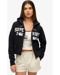 Superdry - Athletic Essentials Relaxed Cropped Zip Hoodie - Lyst