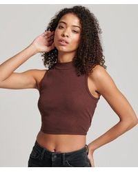 Superdry - Cropped Mock Neck Sleeveless T-shirt - Lyst