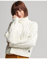Superdry - Cable Knit Polo Neck Jumper - Lyst