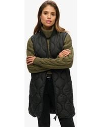 Superdry - Ladies Quilted Studios Long Liner Gilet - Lyst