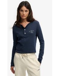 Superdry - & Co Athletic Essentials Button Down Long Sleeve Top - Lyst
