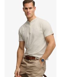 Superdry - & Co Classic Cotton Linen Short Sleeve Henley T-shirt - Lyst