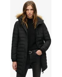 Superdry - & Co Slim Fit Quilted Fuji Hooded Mid Length Puffer Coat - Lyst