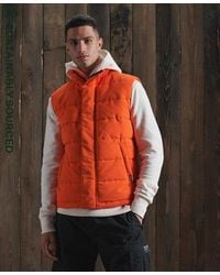 Superdry New Academy Grey Marl Hooded Padded Gilet 07Q
