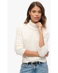 Superdry - Fitted Cable Roll Neck Jumper - Lyst