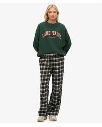 Superdry - Cotton Check Elastic Trousers - Lyst