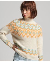 Superdry - Vintage Slouchy Fairisle Knit Jumper Cream - Lyst
