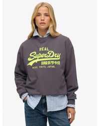 Superdry - & Co Vintage Logo Neon Loose Crew - Lyst