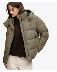 Superdry - & Co Premium Hooded Check Puffer Jacket - Lyst