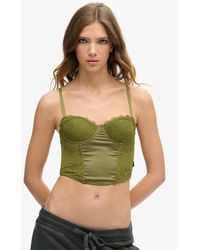 Superdry - & Co Classic Lace Satin Midi Corset Top - Lyst
