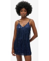 Superdry - Sequin Fringe V Neck Cami Mini Dress - Lyst