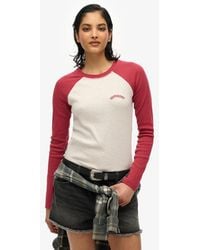 Superdry - & Co Essential Logo Ribbed Baseball Long Sleeve Top - Lyst