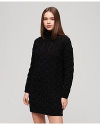 Superdry - Roll Neck Cable Knit Dress - Lyst