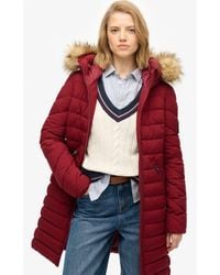 Superdry - Fuji Middellange Jas Met Bontkraag - Lyst