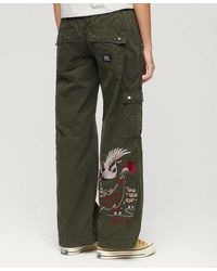 Superdry - Low Rise Embroidered Cargo Pants - Lyst