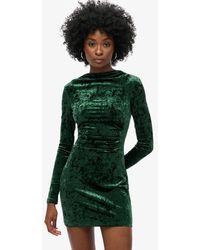 Superdry - Velvet Long Sleeve Mini Dress - Lyst