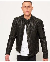 Superdry - Sd Endurance Track Leather Jacket Rub Off - Lyst