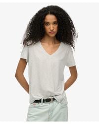 Superdry - Slub Embroidered V-neck T-shirt - Lyst