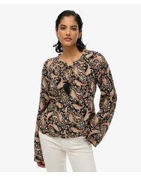Superdry - & Co Printed Long Sleeve Blouse - Lyst