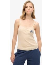 Superdry - Athletic Essentials Button Down Cami Top Tapioca - Lyst