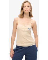 Superdry - Athletic Essentials Button Down Cami Top Tapioca - Lyst
