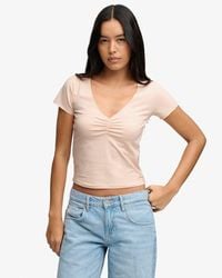 Superdry - & Co Gathered V-neck Crop T-shirt - Lyst