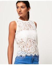 Superdry - Eyelash Lace Tank Top Riff - Lyst