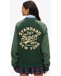 Superdry - Oversized College Graphic Jersey Bomber Jacket - Lyst