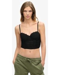 Superdry - & Co Ruched Mesh Crop Corset Top - Lyst