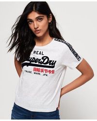 Superdry - Vintage Logo Sleeve Tape Boxy T-Shirt Ice Marl - Lyst