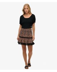 Superdry - & Co Printed Lace Trim Mini Skirt - Lyst