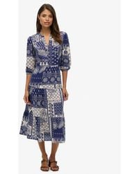 Superdry - Paisley Print Woven Tiered Midi Dress - Lyst