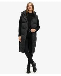 Superdry - & Co Classic Logo Badge Long Hooded Puffer Gilet - Lyst