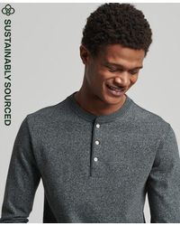 Superdry Organic Cotton Long Sleeve Henley Top - Gray