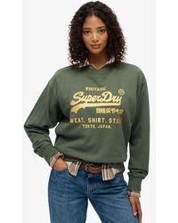 Superdry - & Co Embellished Vintage Logo Loose Crew Sweatshirt - Lyst
