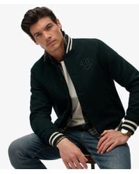 Superdry - Varsity Monogram Wool Blend Bomber Jacket - Lyst