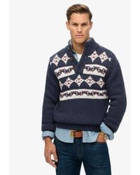 Superdry - Chunky Knit Patterned Henley Jumper - Lyst