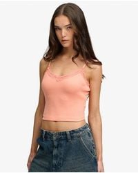 Superdry - & Co Essential Lace Trim Cropped Cami Top - Lyst