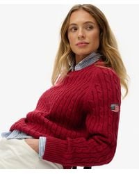 Superdry - Slouchy Kabelgebreide Trui - Lyst