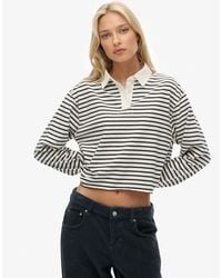 Superdry - & Co Athletic Essentials Cropped Stripe Rugby Top - Lyst