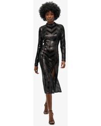 Superdry - & Co Chevron Open Back Midi Dress - Lyst