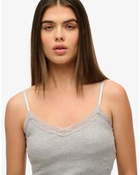 Superdry - & Co Athletic Essentials Lace Trim Cropped Cami Top - Lyst