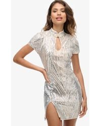 Superdry - Sequin Mandarin Mini Dress - Lyst