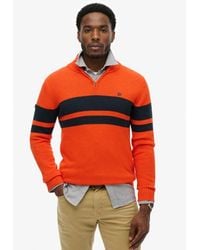 Superdry - Homme Pull En Coton Rayé Demi-Zip Taille - Lyst