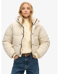 Superdry - & Co Fully Lined Embroidered Detail Cropped Cocoon Puffer Jacket - Lyst