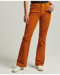 Superdry Mid Rise Slim Cord Flare Jeans - Orange