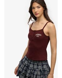 Superdry - & Co Athletic Essentials Embroidered Button Cami Top - Lyst