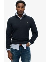 Superdry - Cotton Half Zip Knit Jumper - Lyst