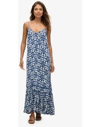 Superdry - & Co Printed Long V-neck Cami Dress - Lyst
